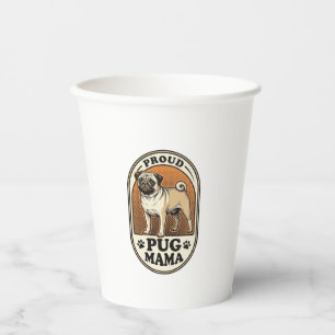 Mops-Mama-Shirt Vintage-Gravur Hunde-Liebhaber Gra Pappbecher
