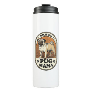 Mops-Mama-Shirt Vintage-Gravur Hunde-Liebhaber Gra Thermosbecher