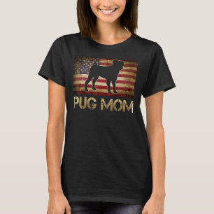 Mops Mama Vintag American Flag Patriotic Dog T-Shirt