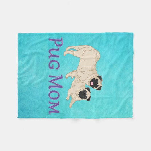 Mops Mama Zwei Fawn Möpsen Hund Lover Fleecedecke (Vorderseite (Horizontal))