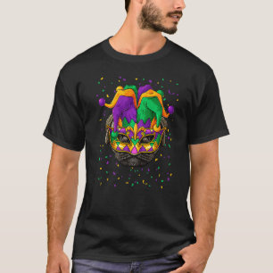 Mops Mardi Gras Hunde Gesicht Karneval Narr Festiv T-Shirt