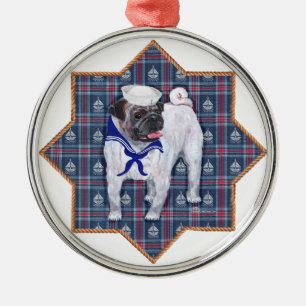 Mops-Matrose Silbernes Ornament
