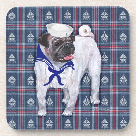 Mops-Matrose Untersetzer (Vorderseite)
