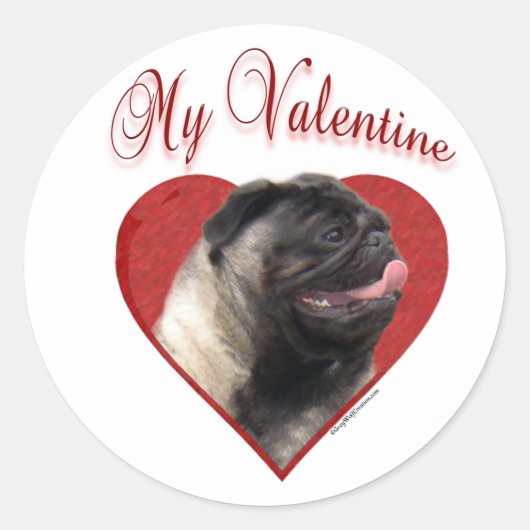 Mops Mein Valentine - Aufkleber (Vorderseite)