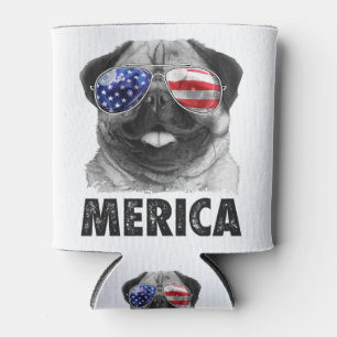 Mops Merica 4. Juli Shirt für Männer Frauen Jung Dosenkühler