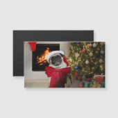 Mops Misha Wartete am Weihnachtsmorgen Magnetkarte (Vorne/Hinten)