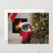 Mops Misha Weihnachtskarte Feiertagspostkarte (Vorne/Hinten)