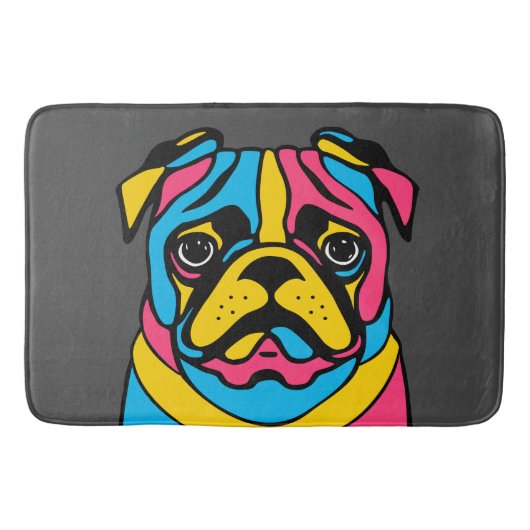 Mops mit 3 Tönen Badematte (Vorderseite)