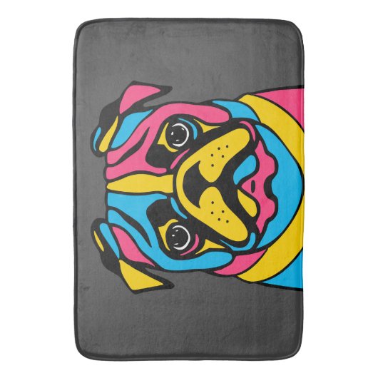 Mops mit 3 Tönen Badematte (Vorderseite Vertikal)