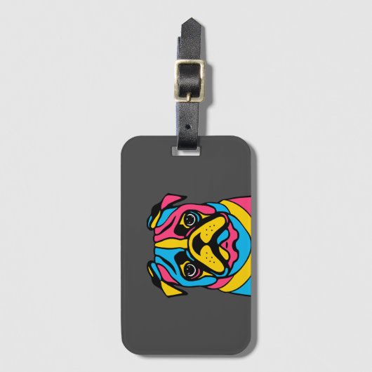 Mops mit 3 Tönen Gepäckanhänger (Vorderseite Vertikal)