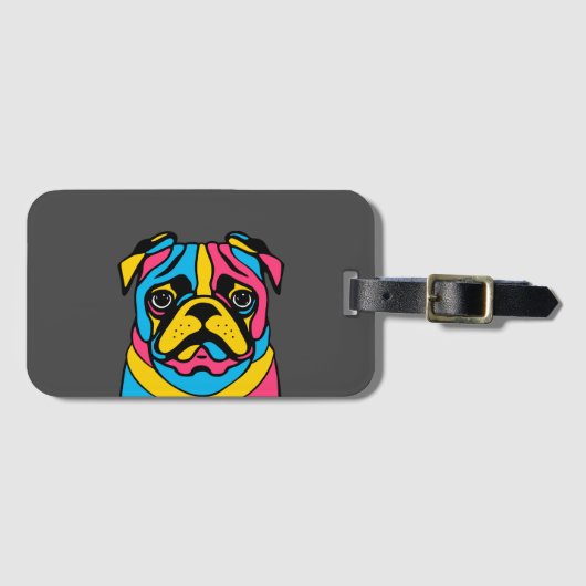 Mops mit 3 Tönen Gepäckanhänger (Vorderseite (Horizontal))