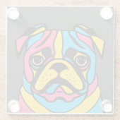 Mops mit 3 Tönen Glasuntersetzer (Rückseite)