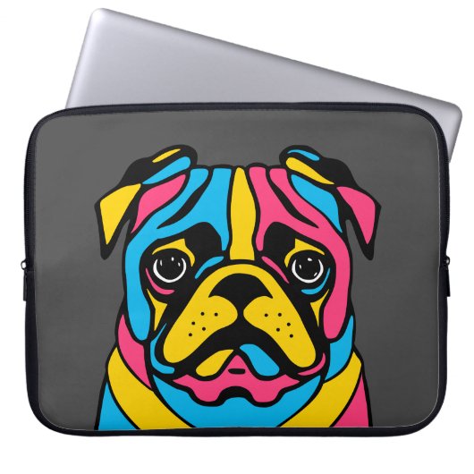 Mops mit 3 Tönen Laptopschutzhülle (Vorderseite)