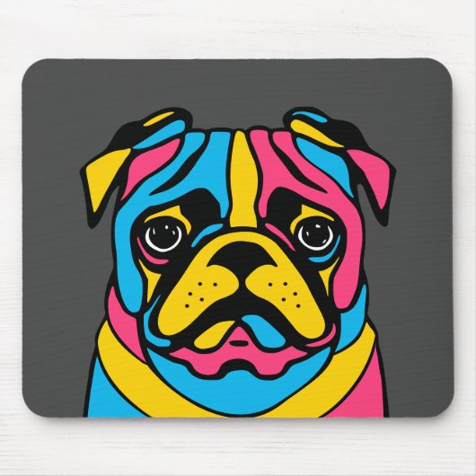 Mops mit 3 Tönen Mousepad (Vorne)