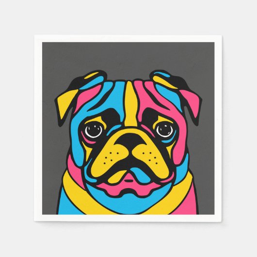 Mops mit 3 Tönen Serviette (Vorderseite)