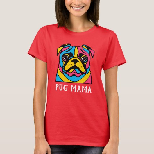 Mops mit 3 Tönen T-Shirt (Vorderseite)