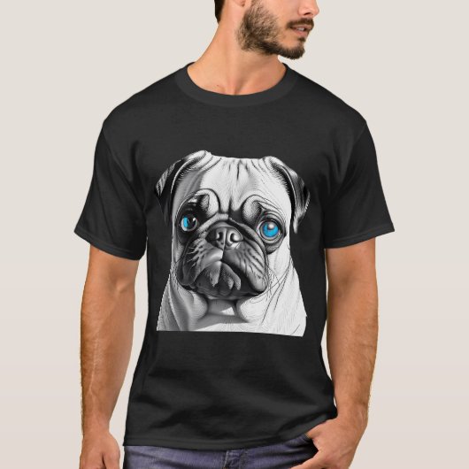 Mops mit blauen Augen T-Shirt (Vorderseite)