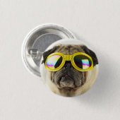 Mops mit Brille Button (Vorne & Hinten)