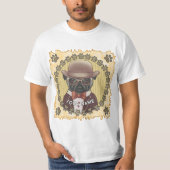 Mops mit Brille T-Shirt (Vorderseite)