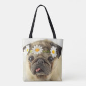 Mops mit Daisy Crown Tasche (Rückseite)