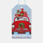 Mops mit dem Weihnachtsmann im Auto Geschenkanhänger (Rückseite)