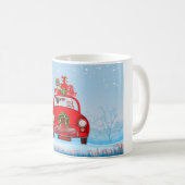 Mops mit dem Weihnachtsmann im Auto Kaffeetasse (VorderseiteRechts)