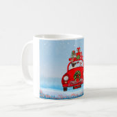 Mops mit dem Weihnachtsmann im Auto Kaffeetasse (Vorderseite Links)