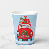 Mops mit dem Weihnachtsmann im Auto Pappbecher (Rückseite)