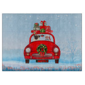 Mops mit dem Weihnachtsmann im Auto Schneidebrett (Vorderseite)
