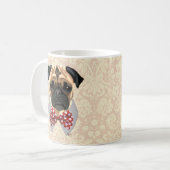 Mops mit der Krawatte "Rot und Weiß" Kaffeetasse (Vorderseite Links)