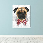 Mops mit der Krawatte "Rot und Weiß" Leinwanddruck (Insitu (Holzboden))