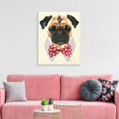 Mops mit der Krawatte "Rot und Weiß" Leinwanddruck (Insitu (Wohnzimmer))