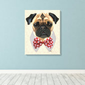 Mops mit der Krawatte "Rot und Weiß" Leinwanddruck (Insitu (Holzboden))