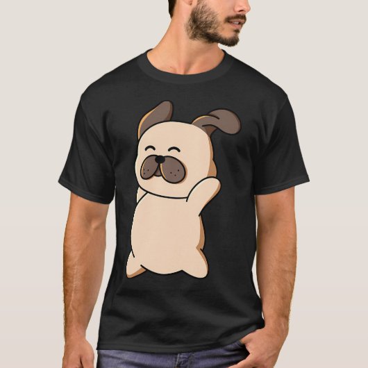 Mops mit einer Pizzascheibe T-Shirt (Vorderseite)