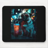 Mops mit Eiskaffee Mousepad (Vorne)