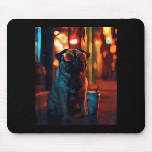 Mops mit Eiskaffee Mousepad (Vorne)