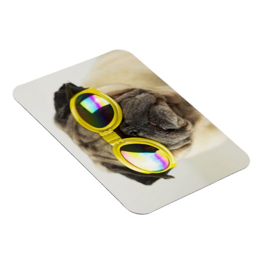 Mops mit Goggles Magnet (Rechte Seite)