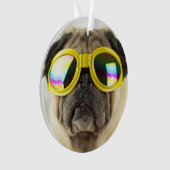 Mops mit Goggles Ornament (Vorderseite)