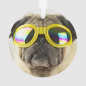Mops mit Goggles Ornament (Rückseite)