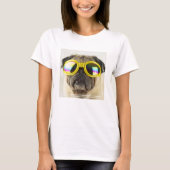 Mops mit Goggles T-Shirt (Vorderseite)
