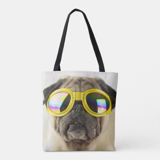 Mops mit Goggles Tasche (Rückseite)