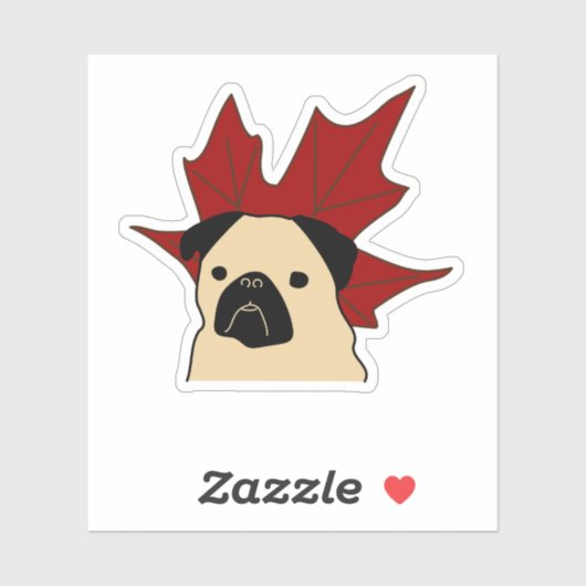 Mops mit großem Leaf Aufkleber (Blatt)