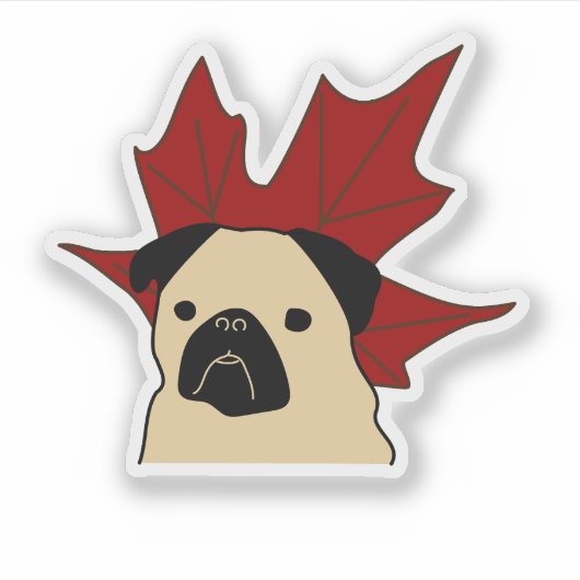 Mops mit großem Leaf Aufkleber (Vorderseite)