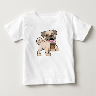 Mops mit Kaffee zum Mitnehmen Baby T-shirt