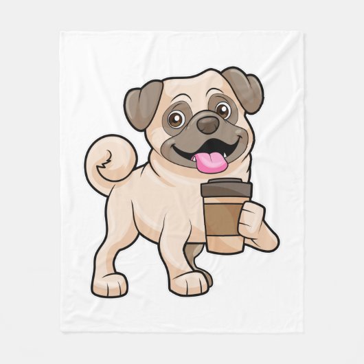Mops mit Kaffee zum Mitnehmen Fleecedecke (Vorderseite)