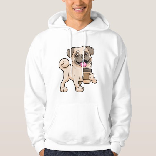 Mops mit Kaffee zum Mitnehmen Hoodie (Vorderseite)
