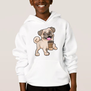 Mops mit Kaffee zum Mitnehmen Hoodie