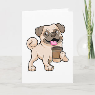 Mops mit Kaffee zum Mitnehmen Karte