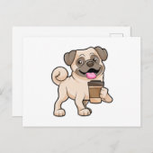 Mops mit Kaffee zum Mitnehmen Postkarte (Vorne/Hinten)
