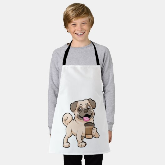 Mops mit Kaffee zum Mitnehmen Schürze (Getragen)